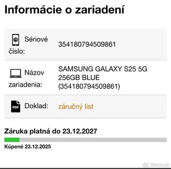📱 Predám Samsung Galaxy S25 5G – 256 GB (TOP stav) 📱