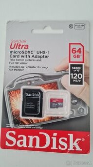 Predám SanDisk Ultra 64GB microSDXC karta, UHS-I A1 + SD-2ks