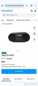 Len za 35€ Sony CD prehrávač s rádiom ZS-PS50