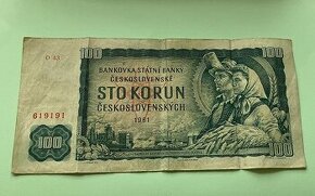 Bankovka 100kčs-1961 D43