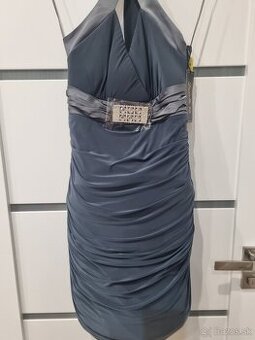 Sivé elastické koktejlky so štrasovými aplikáciami - nové