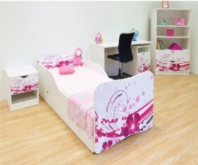 BECKS●detsky nábytok Flower Pink (posteľ, komoda, polica)
