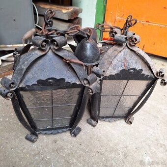Kované závesné lampáše / svietidlá – vintage / rustikál - 1