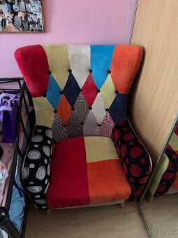 Patchwork kreslo+taburetka