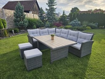 Rohova zostava záhradného nábytku, 7-dielna
