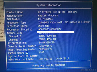 Základná doska HP 400 G2 MT MS-7860 LGA 1150 + Intel Celeron
