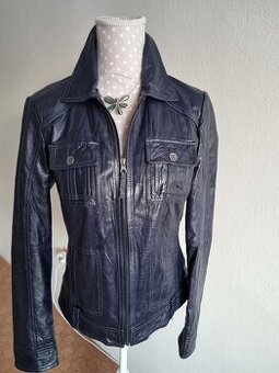 tmavomodrá kožená bunda Tom Tailor veľ. 38