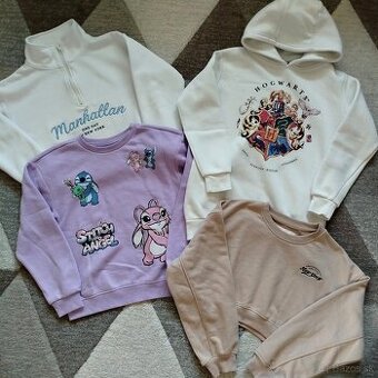 Pohodlné dievčenské mikiny 4ks - veľkosť 146