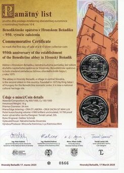 Benediktínske opátstvo 10 eur BK