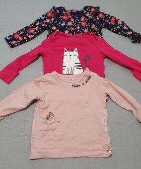 9 ks tričká s dlhým rukávom veľ. 86 - 92