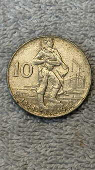 Stříbrná mince ČSR 10 Kčs 1954 SNP (Ag 500, 16g)