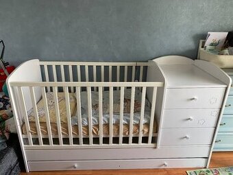 Kombinovaná detská postieľka KOMBI 3 – s matracom, roštom a
