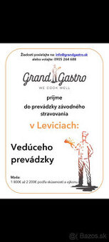 Spoločnosť Grand Gastro prijme vedúceho prevádzky-Levice