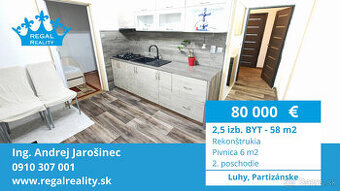 Výhradne: Veľký 2,5-IZB. BYT, 58 m2, Luhy, Partizánske - 1