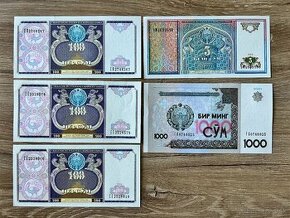 Lot UNC bankoviek Uzbekistan 1.