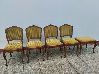Barokní židle + taburet, rustikální, starožitný nábyte