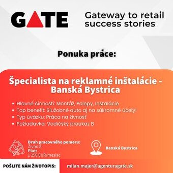 Špecialista na reklamné inštalácie - Banská Bystrica