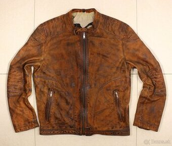 Pánská kožená stylová bunda Trapper velikost L pravá kůže