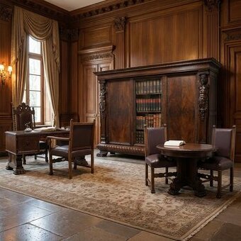 Starožitná neorenesanční pracovna-6 částí