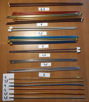 Ihlice, haciky, potreby na pletenie a strikovanie