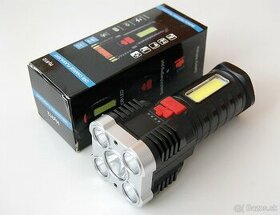 LED Baterka 5x LED + COB LED, 4 režimy, mico USB nabíjanie