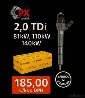 Repasované vstrekovače BOSCH 2.0 TDi - 110kw,140kw