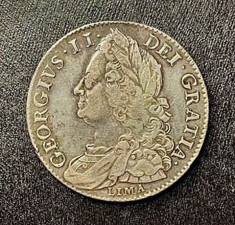 Vzácna strieborná polkoruna 1746 LIMA – Juraj II.