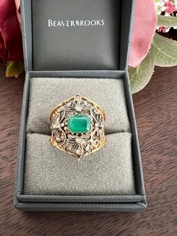 Velmi stary stieborny prsten pozlateny 18k zlatom
