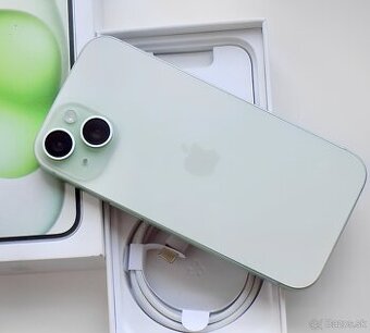 iPhone 15 Green BATERIE 100% TOP