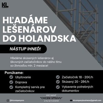 Hľadáme lešenárov do Holandska