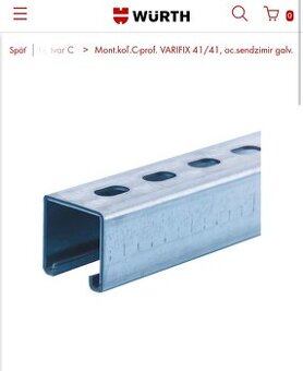 Predam montazne kolajnice C-prof. VARIFIX 41/41 Würth