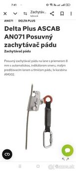 Posuvný zachytavač pádu
