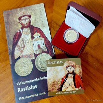 Zlatá zberateľská minca 100€ Rastislav (2014) – TOP stav