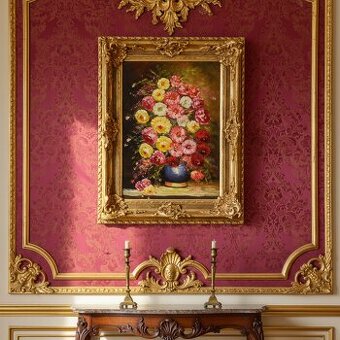 Zámecký obraz - Zátiší - olej na plátně