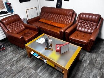 Kožená rozkladacia sedacia súprava