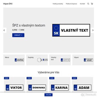 Predám zabehnutý eshop VtipnéŠPZ.sk