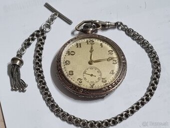 Strieborné, vreckové hodinky,Lanco.