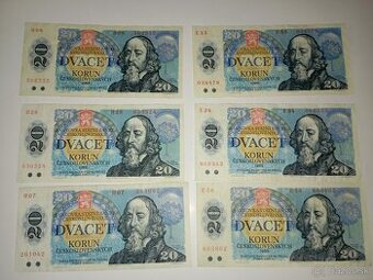 BANKOVKY 20 KČS 1988 OBĚ VYDANÉ SÉRIE