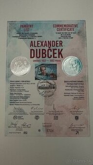 Pamätný list Alexandra Dubčeka