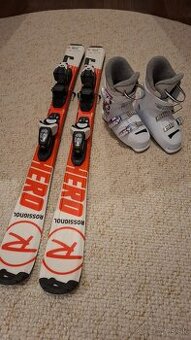 Predám set detské diev. lyže Rossignol 108cm+ lyžiarky R