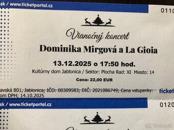 Vianočný koncert Dominika Mirgová a La Gioia