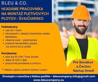 Práca vo Švajčiarsku za 34 CHF/hod