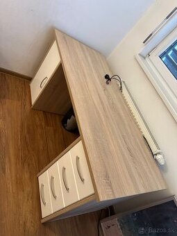 Písací/pracovný stôl (Dekor Dub Sonoma / Biela) - 1