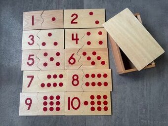 Montessori Čísla červené bodky Drevené puzzle