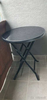 Skladací stôl so sklenenou doskou, priemer 60cm
