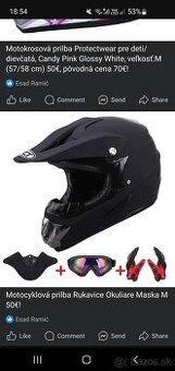 Motocyklová prilba Rukavice Okuliare Maska M