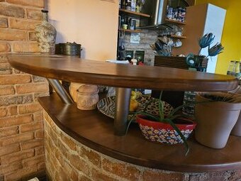 barovy pult a pracovna doska z masívu a dvojdres,