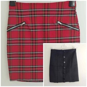 SET 2x mini sukňa v púzdrovom strihu (červená, čierna)