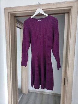 pletené šaty, mikina, hnedý cardigan, kabelka - 1