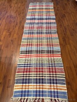 Ručne tkaný handrový koberec / behúň – 270 × 75 cm